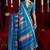 brown & blue color ikkat art silk fabric designer zig zag printed traditional party looks saree