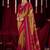 mustard & pink color ikkat art silk fabric designer zig zag printed traditional party looks saree
