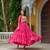 Pink Faux Georgette Kutchi Patchwork Semi Stitched Gown for Women | Vibrant Festival Wear Gown