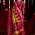 mustard & pink color ikkat art silk fabric designer zig zag printed traditional party looks saree