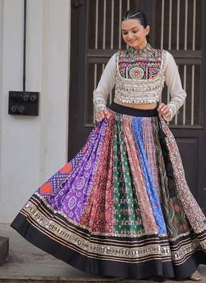 Multi Cotton Printed Gota Patti Worklehenga Choli 5