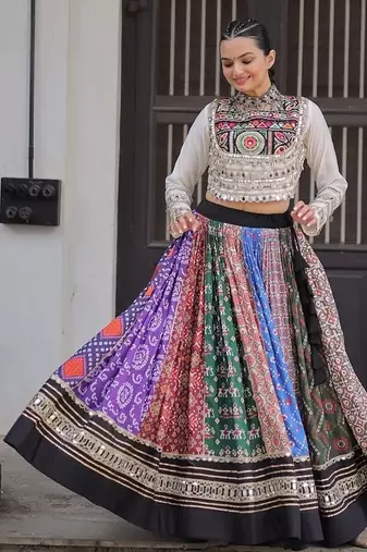 Multi Cotton Printed Gota Patti Worklehenga Choli