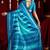 blue color ikkat art silk fabric designer zig zag printed traditional party looks saree