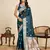 teal color teal fabric wevon meenakari sophisticated ceremonial saree
