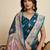 teal color teal fabric wevon meenakari designer sophisticated ceremonial saree