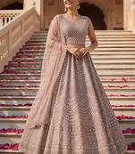 Enchanting Pink Handwork Crystal Pipe, Handwork Beads, Sequins and Dori Embroidered Net Lehenga Choli