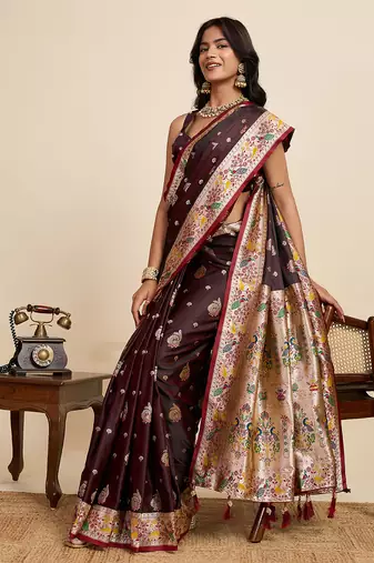coffee coffee wevon meenakari sophisticated ceremonial saree