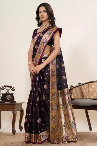 wine wine wevon meenakari sophisticated ceremonial saree