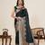 green color satin silk blend fabric wevon jari designer ethnic partywear saree