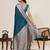 teal color satin silk blend fabric wevon jari designer ethnic partywear saree