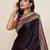 purple color satin silk blend fabric wevon jari designer ethnic partywear saree