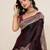 wine color satin silk blend fabric wevon jari designer ethnic partywear saree