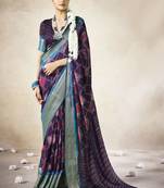 purple color beautiful girlie woven saree