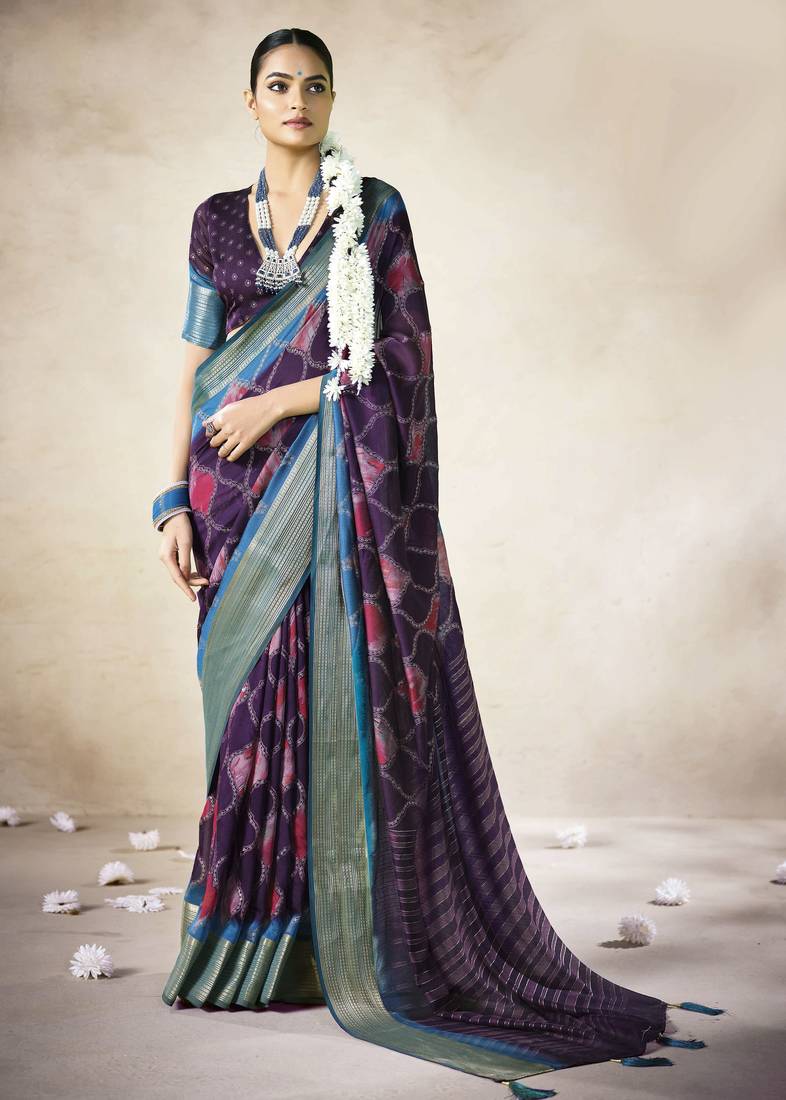 purple color beautiful girlie woven designer saree