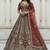 Bewitching Cinnamon Zari Zal, Multi thread, Dori, Metalic Sequins, Diamond work Orgenza designer lehenga choli