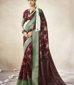 red color beautiful girlie woven saree