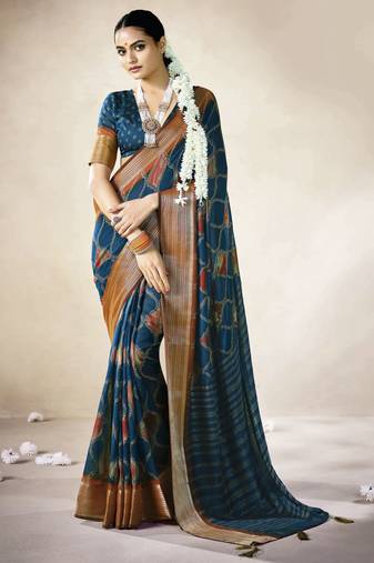 teal color beautiful girlie woven designer saree
