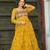 Yellow Faux Georgette Kutchi Patchwork Semi Stitched Gown for Women | Festive Traditional Gown