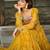 Yellow Faux Georgette Kutchi Patchwork Semi Stitched Gown for Women | Festive Traditional Gown