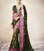 green color beautiful girlie woven saree