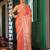 orange color designer tissue fabric saree for ceremonial looks