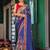 blue color designer chiffon fabric saree for ceremonial looks