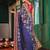 blue color designer chiffon fabric saree for ceremonial looks