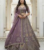 Charming Onion Zari Zal, Multi thread, Dori, Metalic Sequins, Diamond work Orgenza wedding wear lehenga choli
