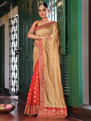 chiku satin saree ceremonial looks 1