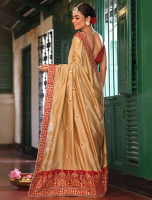 chiku satin saree ceremonial looks 2