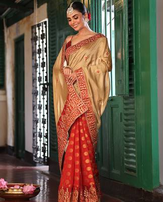 chiku satin saree ceremonial looks 5