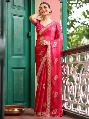 red chiffon saree ceremonial looks 1