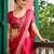 red color designer chiffon fabric saree for ceremonial looks