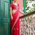 red color designer chiffon fabric saree for ceremonial looks
