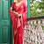 red color designer chiffon fabric saree for ceremonial looks