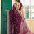 wine color designer chiffon fabric saree for ceremonial looks
