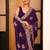 voilet color designer satin fabric saree for ceremonial looks