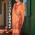 Orange color designer silk blend blend fabric saree for ceremonial looks