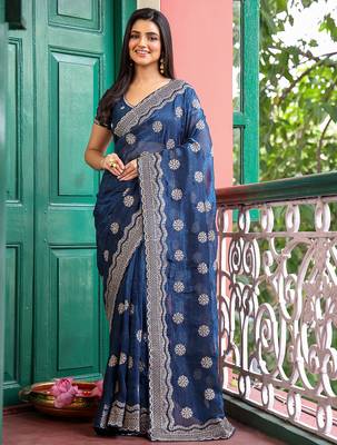 blue chiffon saree ceremonial looks 1