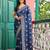 blue color designer chiffon fabric saree for ceremonial looks