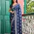 blue color chiffon fabric saree for ceremonial looks