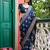 blue color designer chiffon fabric saree for ceremonial looks