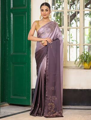 grey satin saree ceremonial looks 1