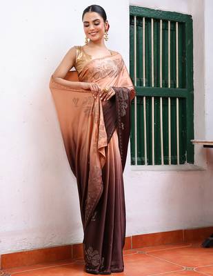 peach satin saree ceremonial looks 4