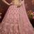 Dazzling Pink Crystal Pipe handwork, Multicolor Motif, Sober Color Sequins, Zari, Dori Embroidered Net lehenga choli