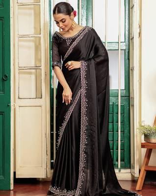 black satin saree ceremonial looks 4