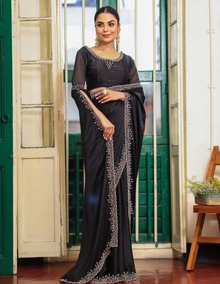 black satin saree ceremonial looks 5