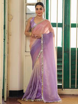 lavender chiffon saree ceremonial looks 1