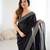 black color chiffon fabric zarkan hand work designer bollywood style saree