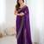 purple color chiffon fabric zarkan hand work designer bollywood style saree